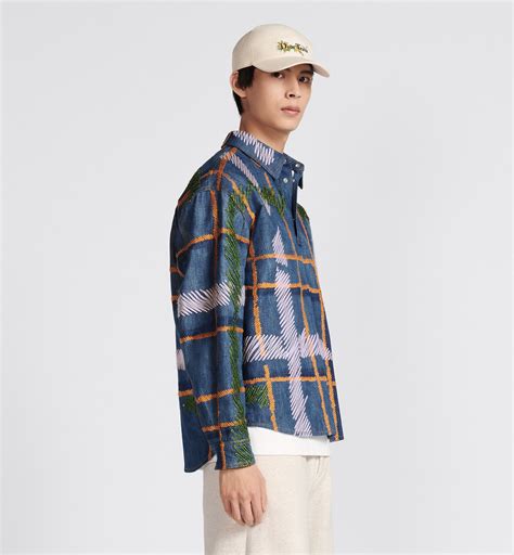 aqua blue dior t shirt|DIOR TEARS Shirt Blue Slub Checkered Cotton.